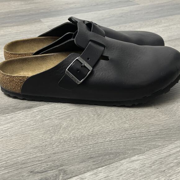 Birkenstock Women's Boston Super Grip Leather Slides Black Size 13 - Picture 4 of 5